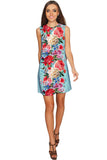 Amour Adele Blue Vintage Floral Shift Party Dress - Women - Pineapple Clothing