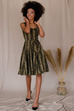 Sage Green Animal Print Skater Evening Party Dress - Women - Pineapple Clothing
