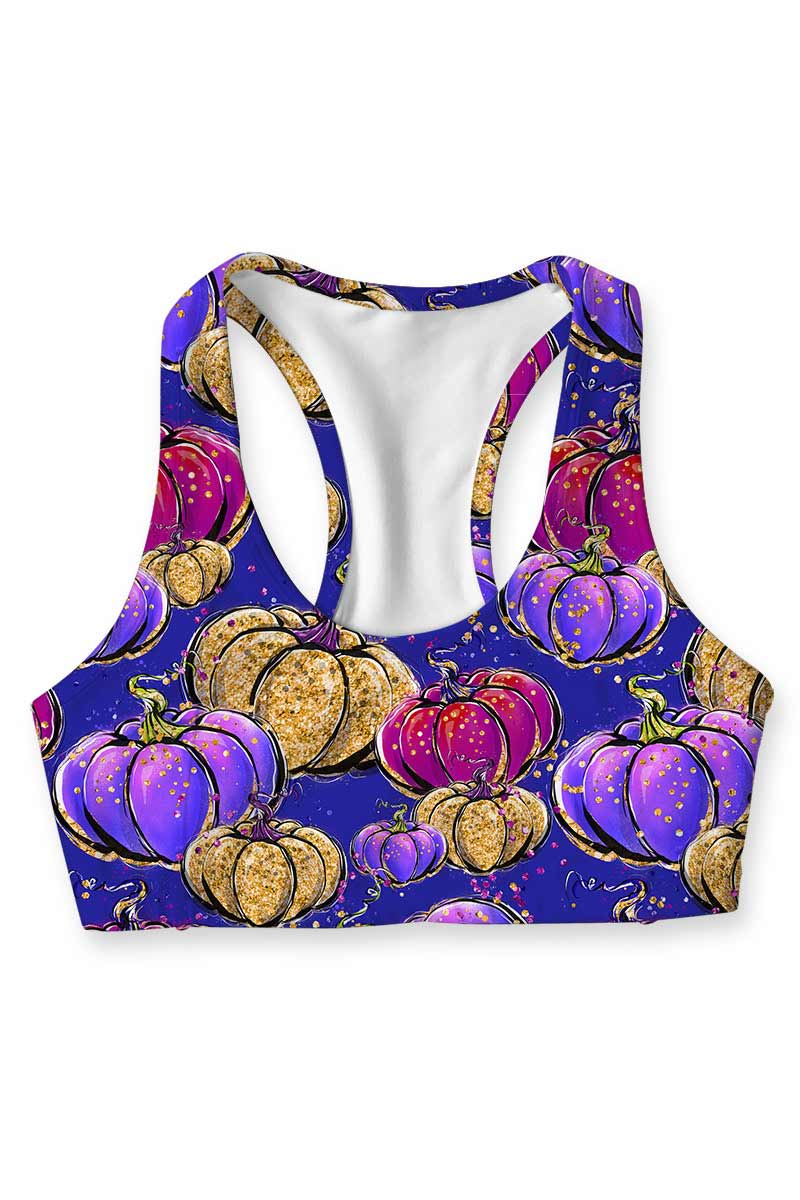 BOOtiful Pumpkin Stella Seamless Racerback Sport Yoga Bra - Women - Pineapple Clothing