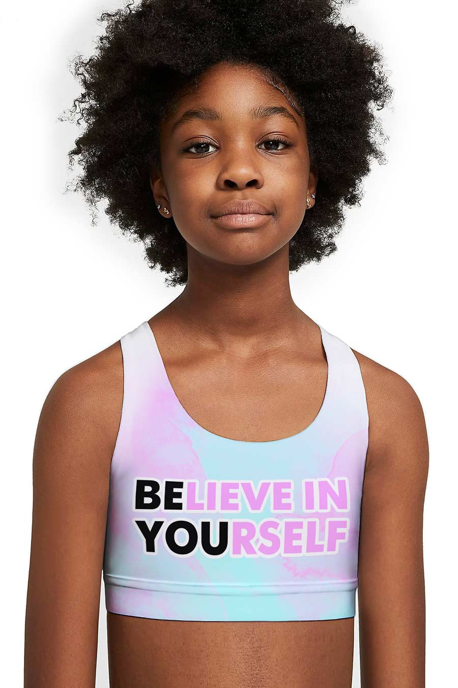 3 for $49! Be You Stella Pink & Mint Seamless Racerback Sport Bra Crop Top - Kids - Pineapple Clothing