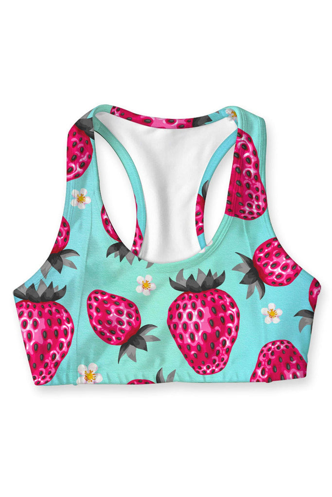 Berry Cute Stella Seamless Strawberry Print Sport Yoga Bra