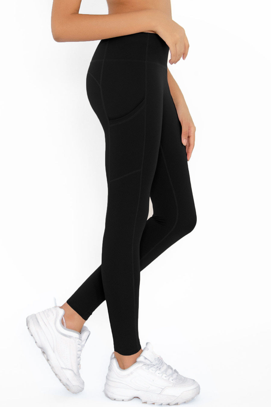 Black Cassi Side Pockets Workout Leggings Yoga Pants - Women - Pineapple Clothing