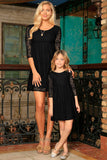 Black Chic Lace Empire Waist 3/4 Sleeve Holiday Mommy & Me Dress - Pineapple Clothing