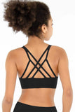 SEMI-ANNUAL SALE! Black Kelly Strappy Padded Sports Bra - Women - Pineapple Clothing