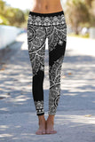 Black Nirvana Lucy White Geometric Boho Leggings Yoga Pants - Women - Pineapple Clothing