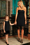 Black Stretchy Sleeveless Fancy Mother Daughter Dresses - Pineapple Clothing