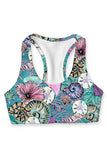 Blue Seashells Stella Adorable Seamless Racerback Sport Yoga Bra - Women - Pineapple Clothing