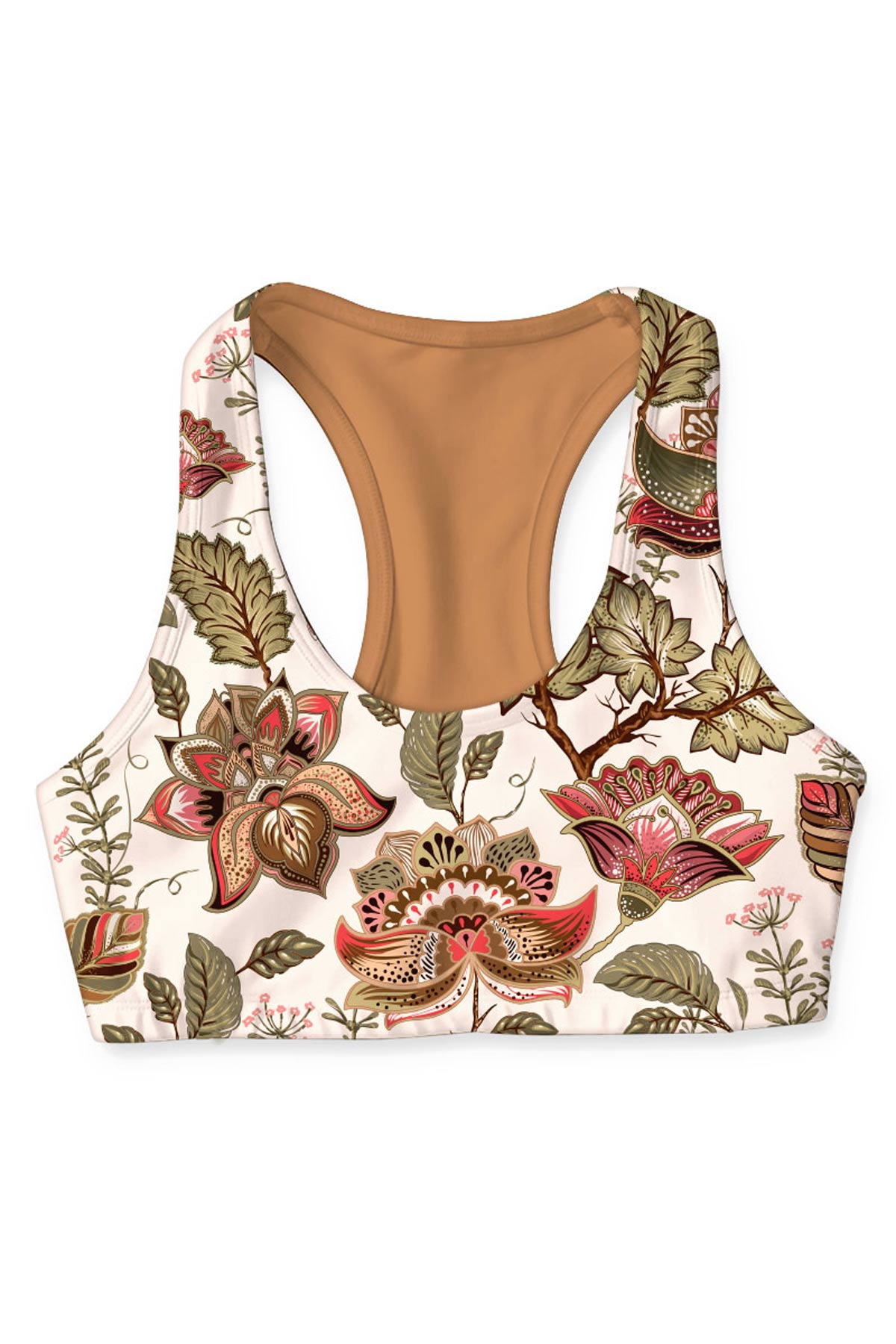 Bohemia Stella Nude Beige Floral Print Seamless Sport Yoga Bra - Women - Pineapple Clothing