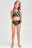 Born to Be Wild Claire Black Animal Print Two-Piece Swimsuit - Girls - Pineapple Clothing
