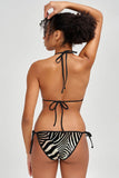 Born to Be Wild Linda Black Zebra Print Side Tie Bikini Bottom - Women - Pineapple Clothing