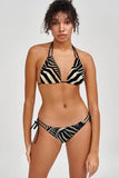 Born to Be Wild Sofia Black Zebra Print Loop Tie Bikini Bottom - Women - Pineapple Clothing