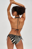 Born to Be Wild Sofia Black Zebra Print Loop Tie Bikini Bottom - Women - Pineapple Clothing