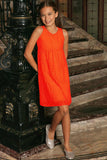3 for $49! Bright Neon Orange Lace Empire Waist Sleeveless Dress - Girls - Pineapple Clothing