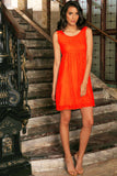 Bright Neon Orange Lace Empire Waist Stretchy Summer Dress - Women - Pineapple Clothing