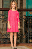 3 for $49! Bright Neon Pink Lace Empire Waist Sleeved Dress - Girls - Pineapple Clothing