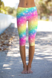 Bright Story Ellie Colorful Shimmer Print Yoga Capri Leggings - Women - Pineapple Clothing
