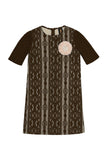 Brown Crochet Lace Elbow Sleeve Shift Party Cocktail Dress - Girls - Pineapple Clothing