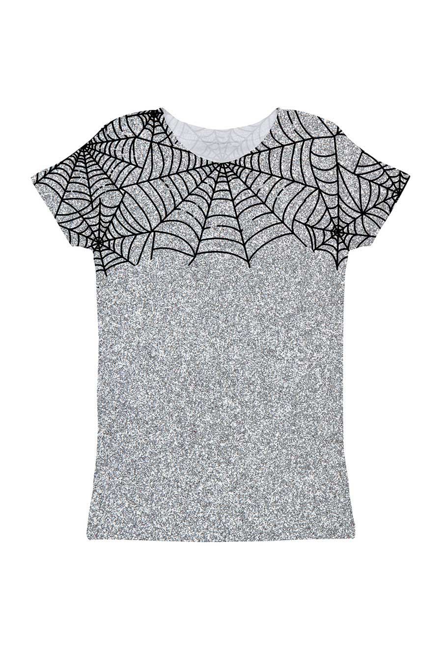 Bugs & Kisses Zoe Silver Grey Spider Web Glitter Print T-Shirt - Kids - Pineapple Clothing