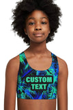 Personalized Seamless Racerback Sports Bra Tropical Crop Top - Girls - Pineapple Clothing