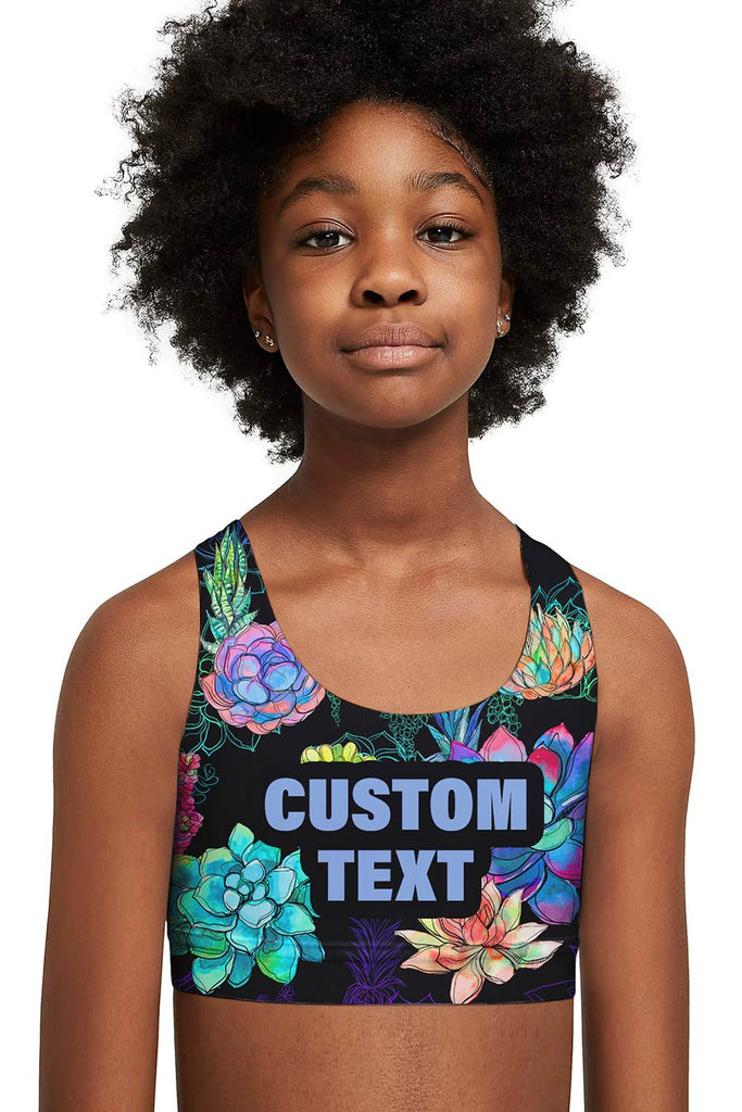 Personalized Seamless Racerback Sports Bra Floral Crop Top - Girls -  Pineapple Clothing