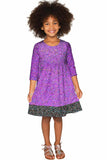 Call Me Gloria Purple Glitter Print Empire Waist Dress - Girls - Pineapple Clothing
