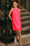 Bright Neon Pink Lace Empire Waist Sleeveless Dress - Mommy & Me - Pineapple Clothing