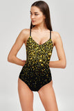 Chichi Black Gold Glitter Print One-Piece Swimsuits - Mommy and Me - Pineapple Clothing