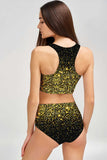 Chichi Carly Black Gold Glitter High Neck Crop Bikini Top - Women - Pineapple Clothing