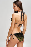Chichi Lara Black Gold Glitter Triangle String Bikini Top - Women - Pineapple Clothing