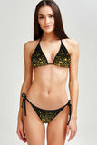 Chichi Lara Black Gold Glitter Triangle String Bikini Top - Women - Pineapple Clothing
