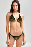 Chichi Linda Black Gold Glitter String Side Tie Bikini Bottom - Women - Pineapple Clothing