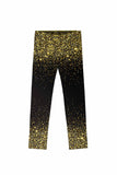 Chichi Lucy Black & Gold Glitter Print Cute Leggings - Mommy and Me - Pineapple Clothing