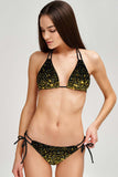 Chichi Sara Black Gold Glitter Strappy Triangle Bikini Top - Women - Pineapple Clothing