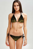Chichi Sara Black Gold Glitter Strappy Triangle Bikini Top - Women - Pineapple Clothing