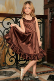 Chocolate Brown Charmeuse Fit Flare Party Princess Midi Dress - Girls - Pineapple Clothing
