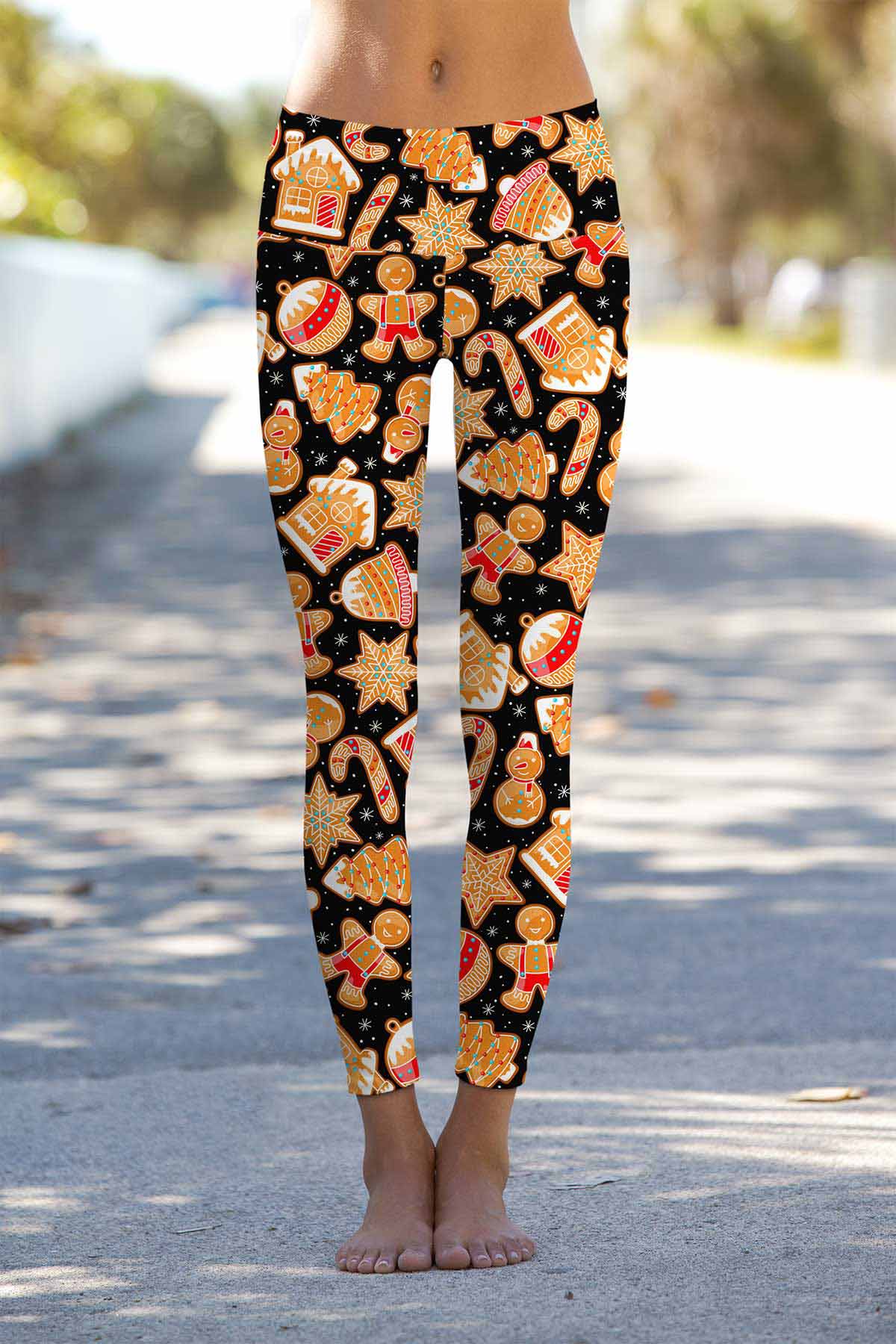Cookie Time Lucy Black Christmas Print Leggings Yoga Pants - Women - Pineapple Clothing