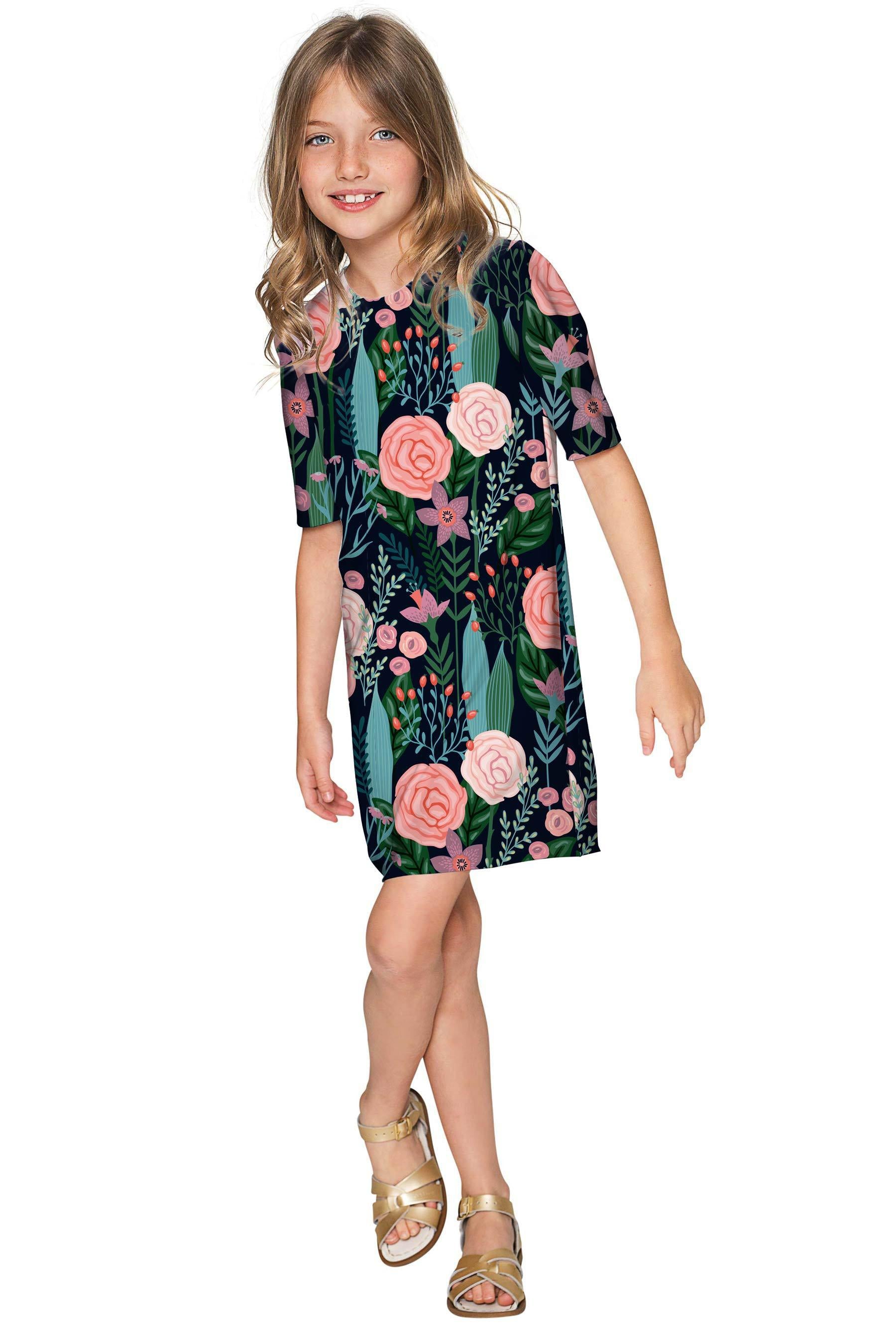Cover Girl Grace Black Floral Party Shift Dress - Girls - Pineapple Clothing