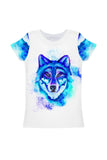 PRIVATE SALE! Dance with the Wolves Zoe White Blue Animal Print T-Shirt - Kids - Pineapple Clothing