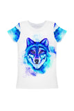 Dance with the Wolves Zoe White Blue Animal Print T-Shirt - Kids - Pineapple Clothing