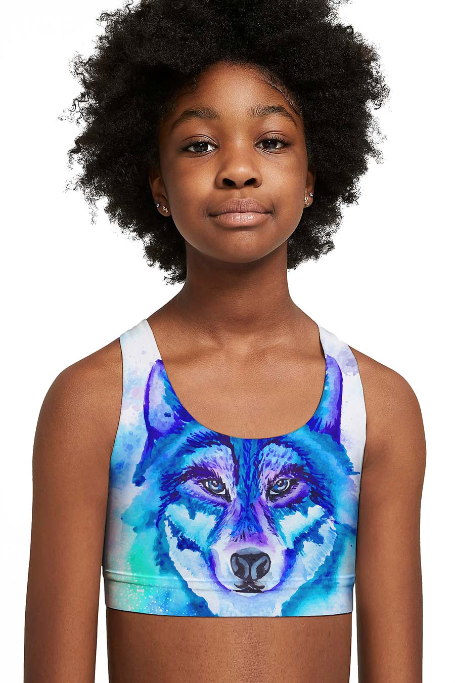 Dance with the Wolves Stella Blue Racerback Sports Bra Crop Top - Kids - Pineapple Clothing