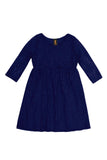 Deep Navy Lace Empire Waist Three-Quarter Sleeve Dress - Mommy and Me - Pineapple Clothing