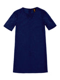 Deep Navy Stretchy Lace Adorable Sleeved Shift Party Dress - Girls - Pineapple Clothing
