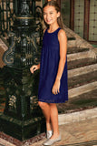Deep Navy Stretchy Lace Empire Waist Sleeveless Mommy And Me Dress - Pineapple Clothing