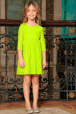 Bright Neon Yellow Stretchy Lace Empire Waist Sleeved Dress Mommy & Me - Pineapple Clothing
