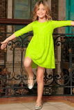 Bright Neon Yellow Stretchy Lace 3/4 Sleeve Empire Waist Dress - Girls - Pineapple Clothing