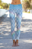 Dragon Scale Lucy Blue Printed Leggings Yoga Pants - Women - Pineapple Clothing