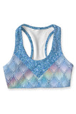 Dragon Scale Stella Blue Seamless Racerback Sport Yoga Bra - Women - Pineapple Clothing