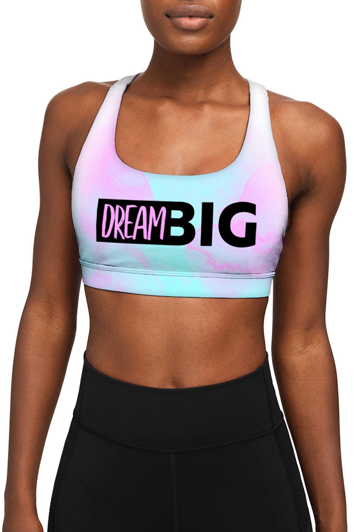 Dream Big Stella Pink & Mint Seamless Racerback Sport Yoga Bra - Women - Pineapple Clothing