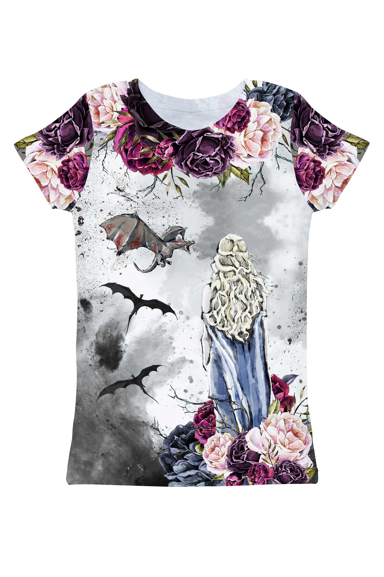 Duchess & Dragons Zoe Grey Printed Designer T-Shirt - Women - Pineapple Clothing
