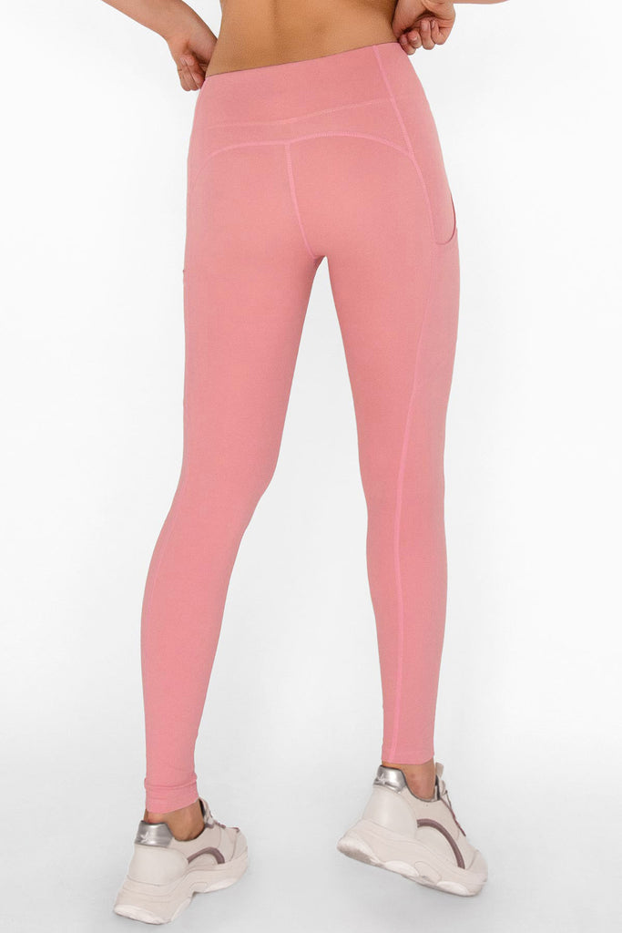3 for $49! Dusty Pink Cassi Side Pockets Workout Leggings Yoga Pants - Women  - Pineapple Clothing